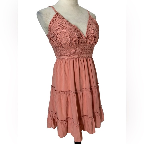 Ecowish Boho Crochet Trimmed Open Back Sundress Size Small NEW - Picture 2 of 7